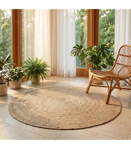 Amazon.com: RIANGI Hand Woven Braided Jute Rug - 5' Round